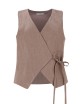Gilet in lino cangiante con laccio mocha