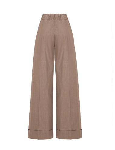 Pantalone a palazzo in lino cangiante mocha