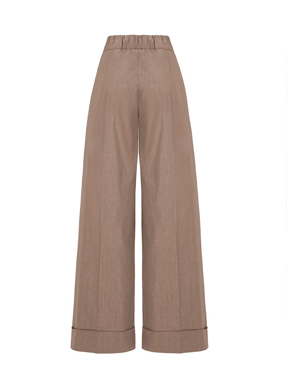 Pantalone a palazzo in lino cangiante mocha