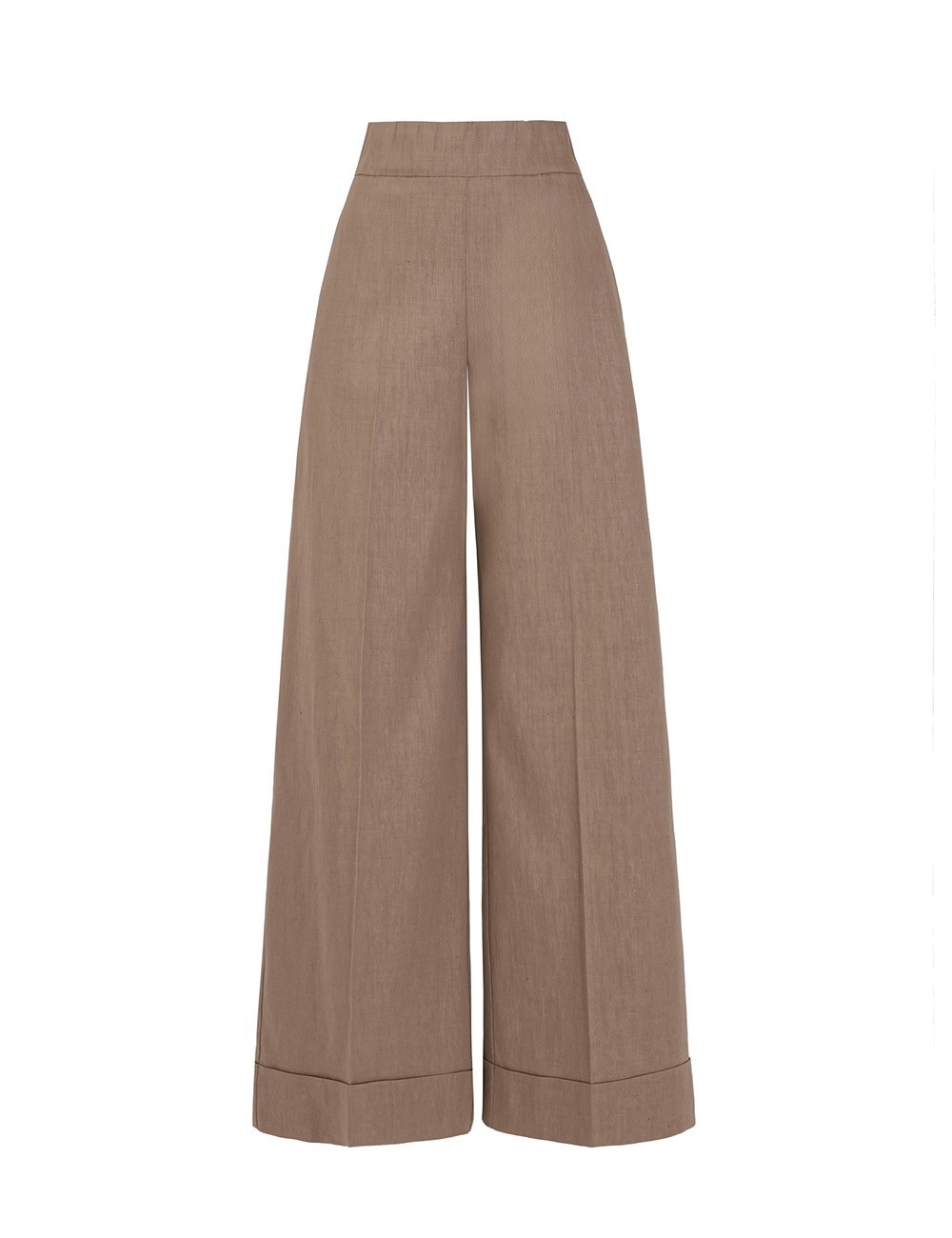 Pantalone a palazzo in lino cangiante mocha