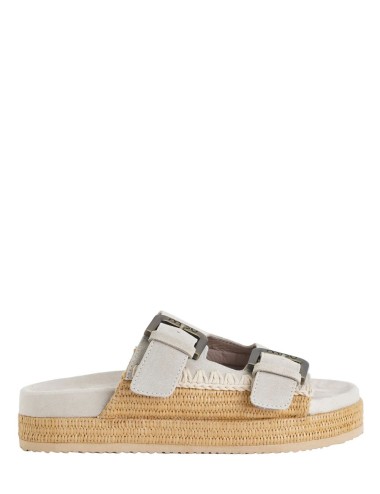 Two-buckle sandal raffia wrapping gesso