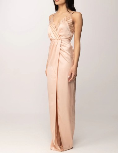 Red Carpet dress with embroidered crystals nude