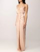 Red Carpet dress with embroidered crystals nude