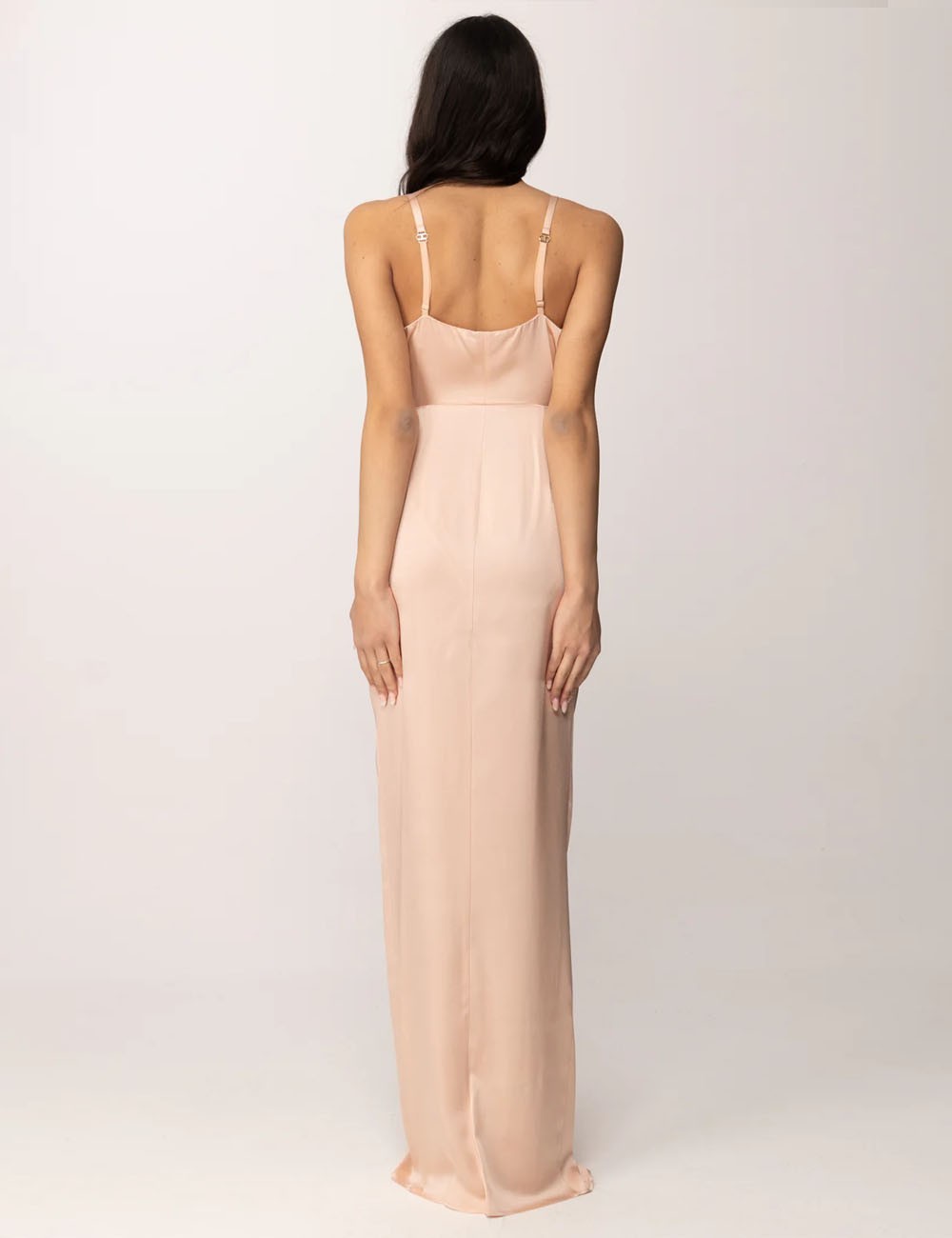 Red Carpet dress with embroidered crystals nude