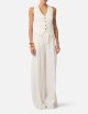 Linen-blend and crêpe waistcoat ivory