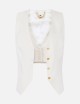 Linen-blend and crêpe waistcoat ivory
