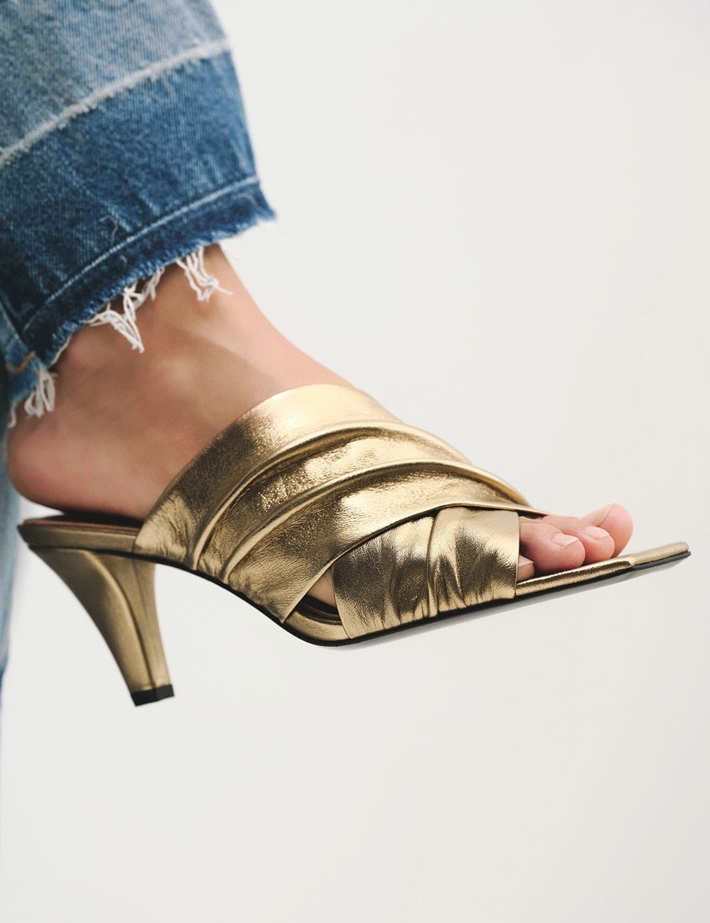 Mules ARABELLA 75 in pelle oro