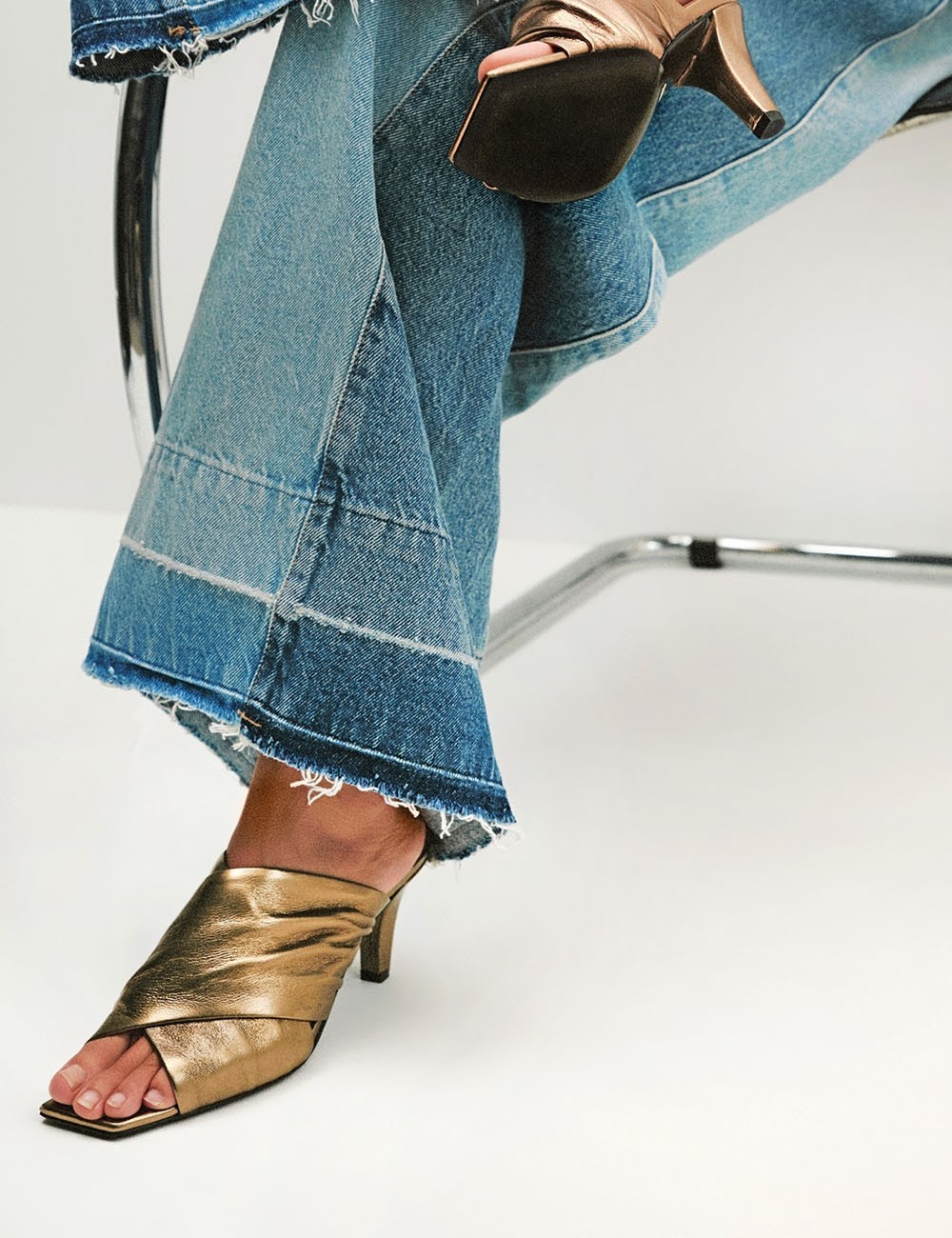 Mules ARABELLA 75 in pelle oro