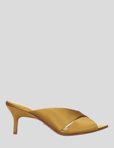 Mules LENA 65 in raso mustard