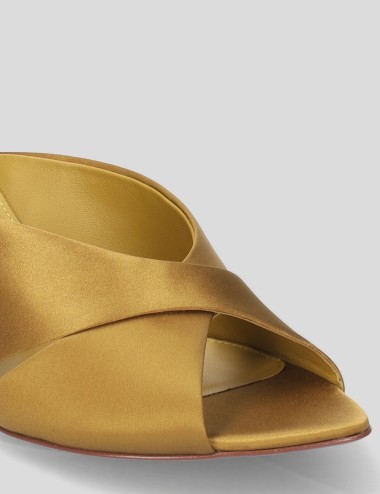 Mules LENA 65 in raso mustard
