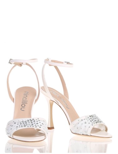 MYA 90 High heel ankle strap sandal in soft nappa leathe ivory