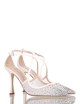 AMY 90 High heel point toe in nappa leather and mesh strass ivory