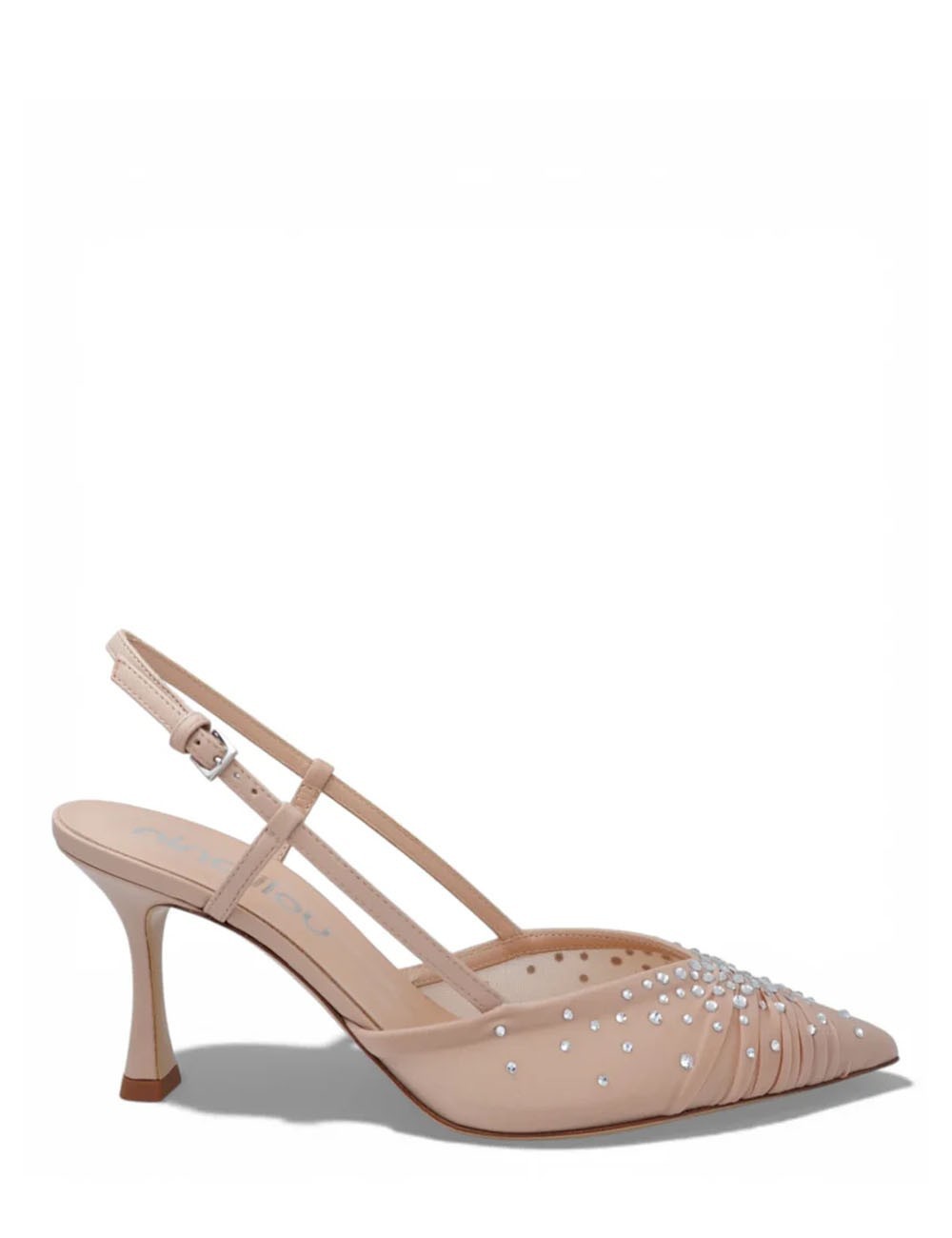 Décolleté slingback AMY 70 in tessuto e nappa cipria