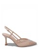 Décolleté slingback AMY 70 in tessuto e nappa cipria