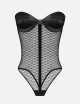 Body in tulle jacquard con monogram nero