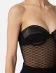 Body in tulle jacquard con monogram nero