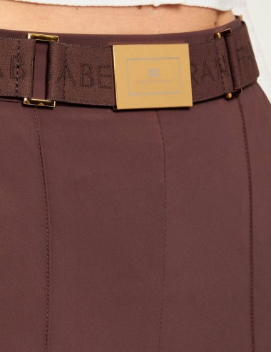 Trousers in technical bi-elastic fabric with belt cocoa