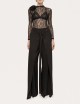 Floral-detail lace bodysuit black