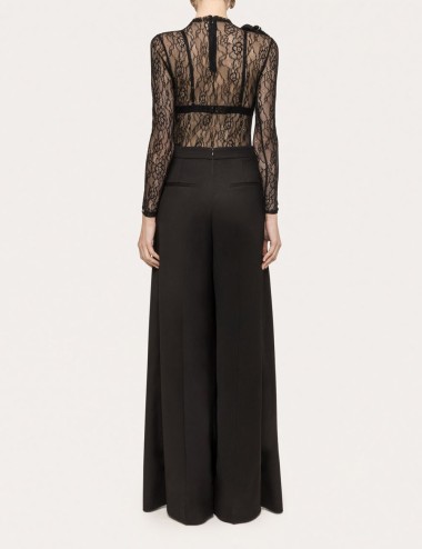 Body in pizzo con dettagli floreali nero