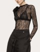 Floral-detail lace bodysuit black