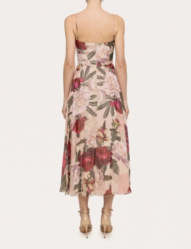Floral-detail silk midi dress