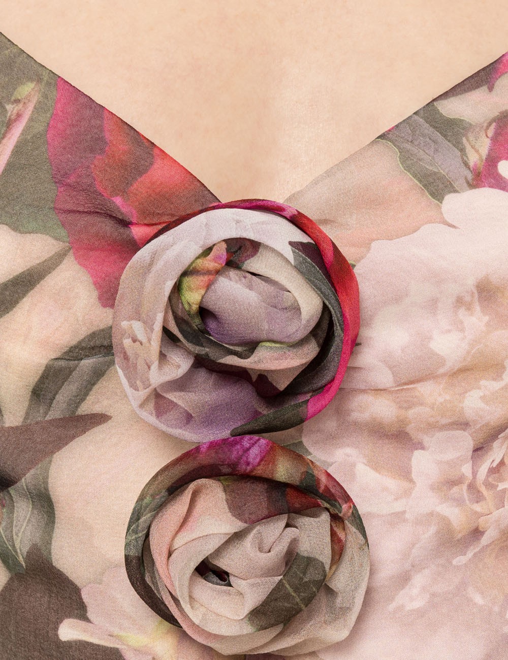 Floral-detail silk midi dress