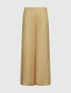 Pantalone wide leg in lino kaki