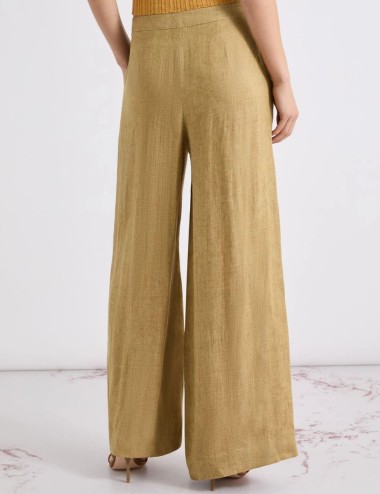 Linen wide-leg trousers kaki