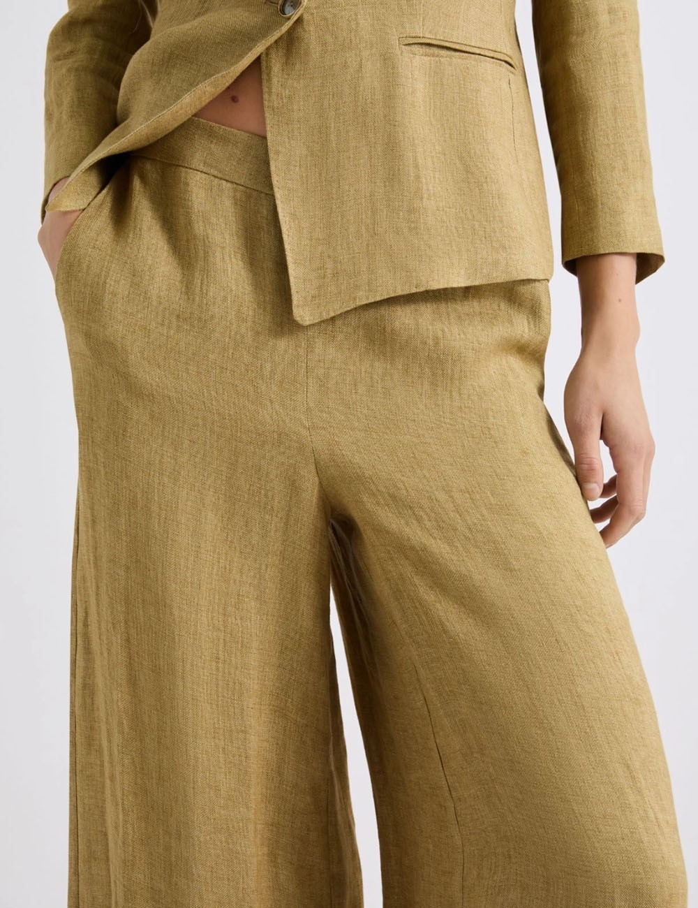 Linen wide-leg trousers kaki