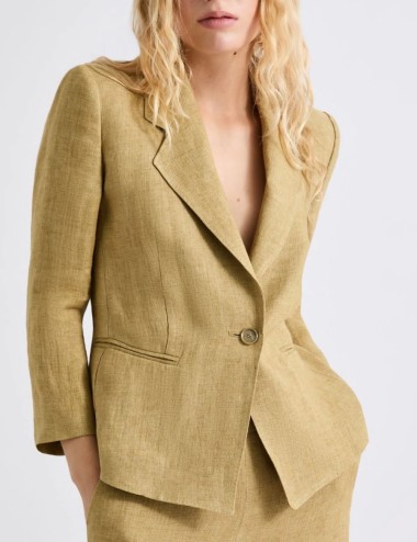 Slim-fit faded linen blazer kaki