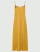 Linen-blend gabardine slip dress cognac