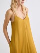 Linen-blend gabardine slip dress cognac