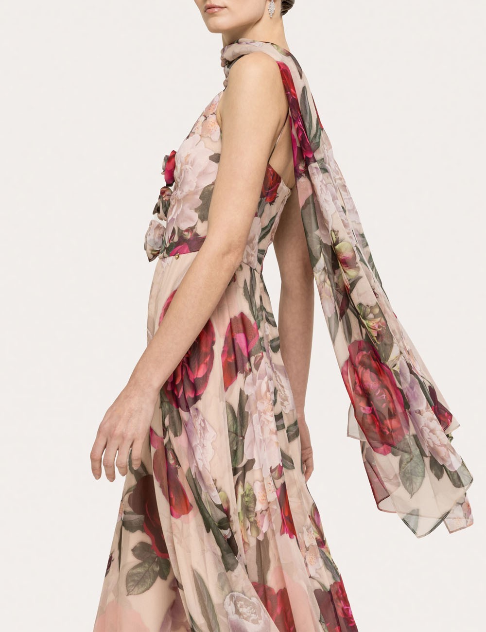 Floral-print silk scarf