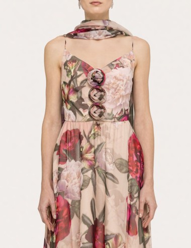 Floral-print silk scarf