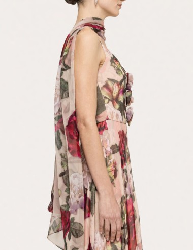 Floral-print silk scarf