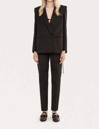 Pantalone di lana slim fit nero