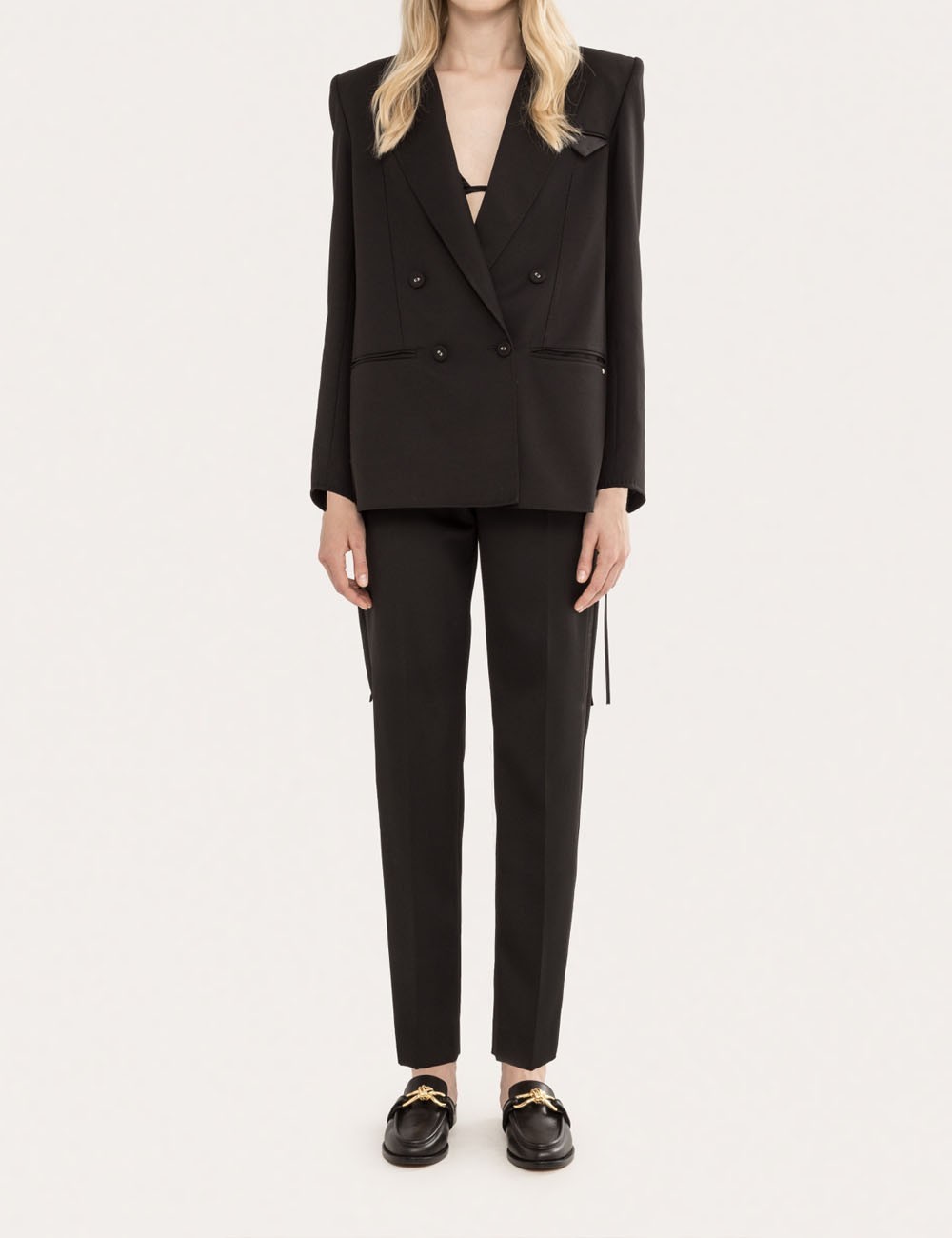 Slim fit wool pants black