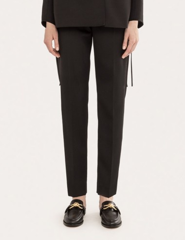 Pantalone di lana slim fit nero