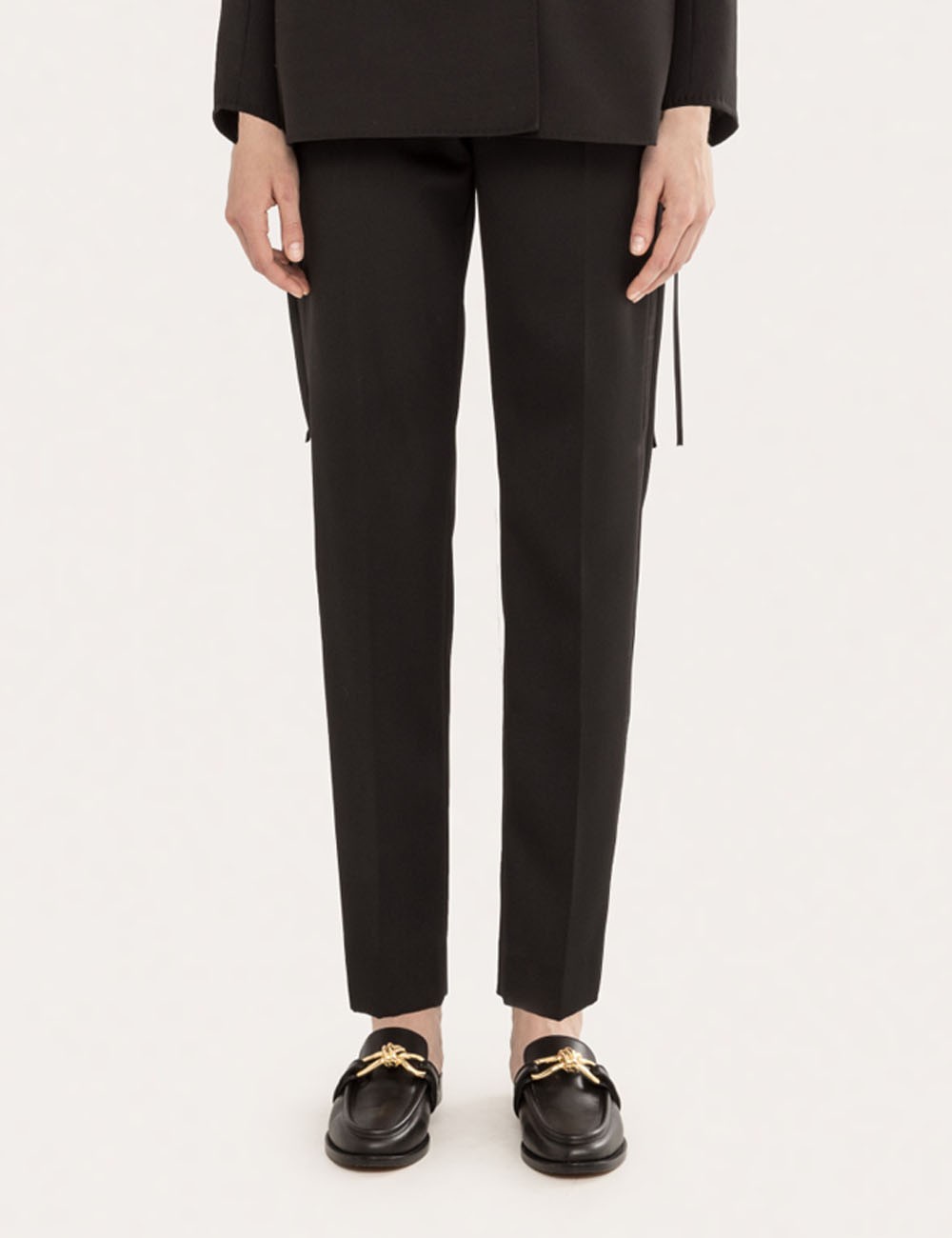 Slim fit wool pants black