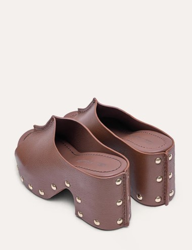 Zoccolo in legno Elise Contrast camoscio moka