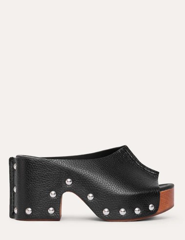 Zoccolo in legno Elise Fantasy pelle nero