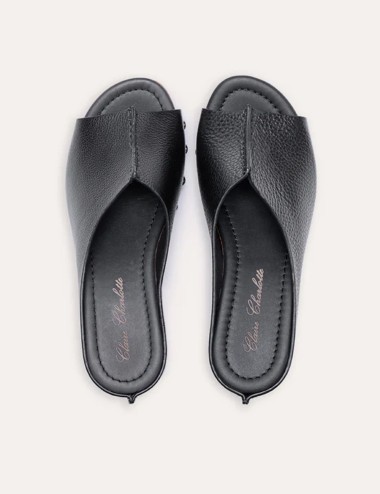 Zoccolo in legno Elise Fantasy pelle nero