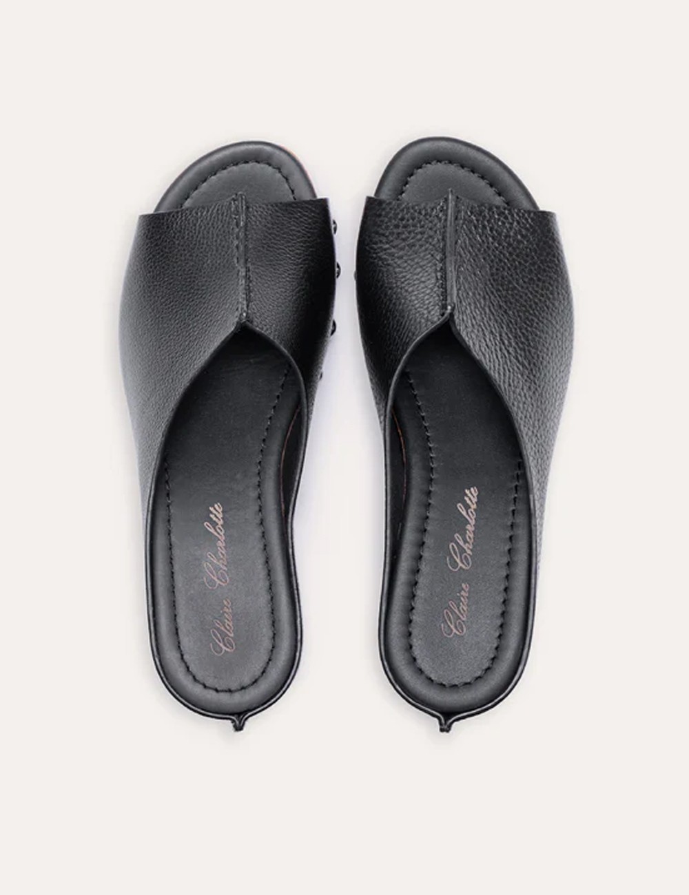 Zoccolo in legno Elise Fantasy pelle nero