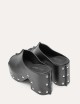 Zoccolo in legno Elise Fantasy pelle nero