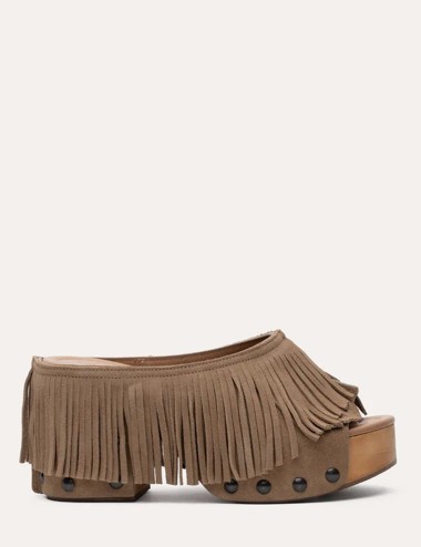 Zoccolo in legno Edith Frange camoscio muscade