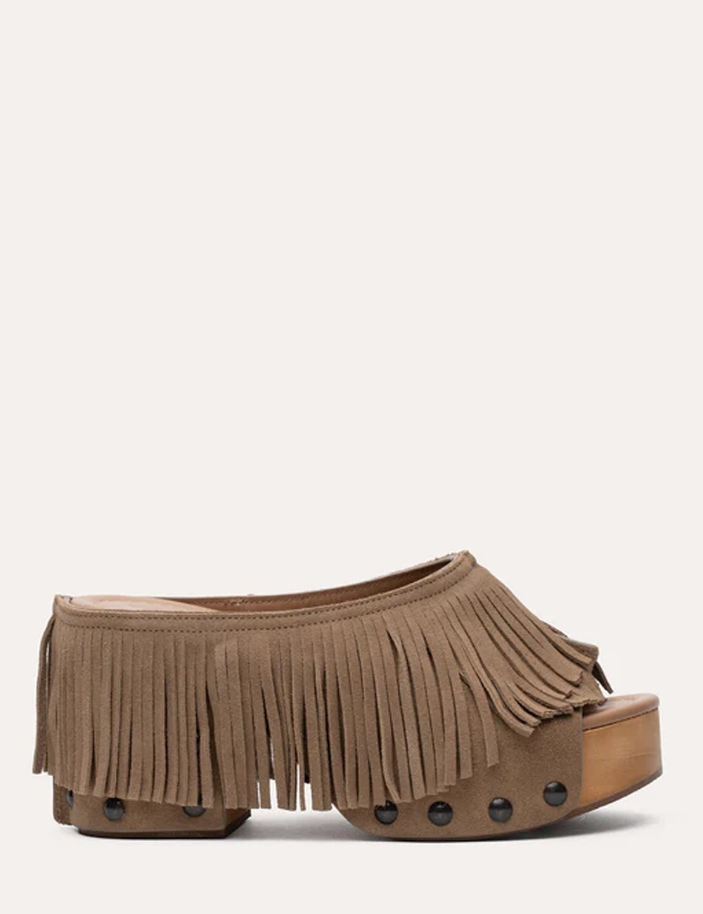 Zoccolo in legno Edith Frange camoscio muscade