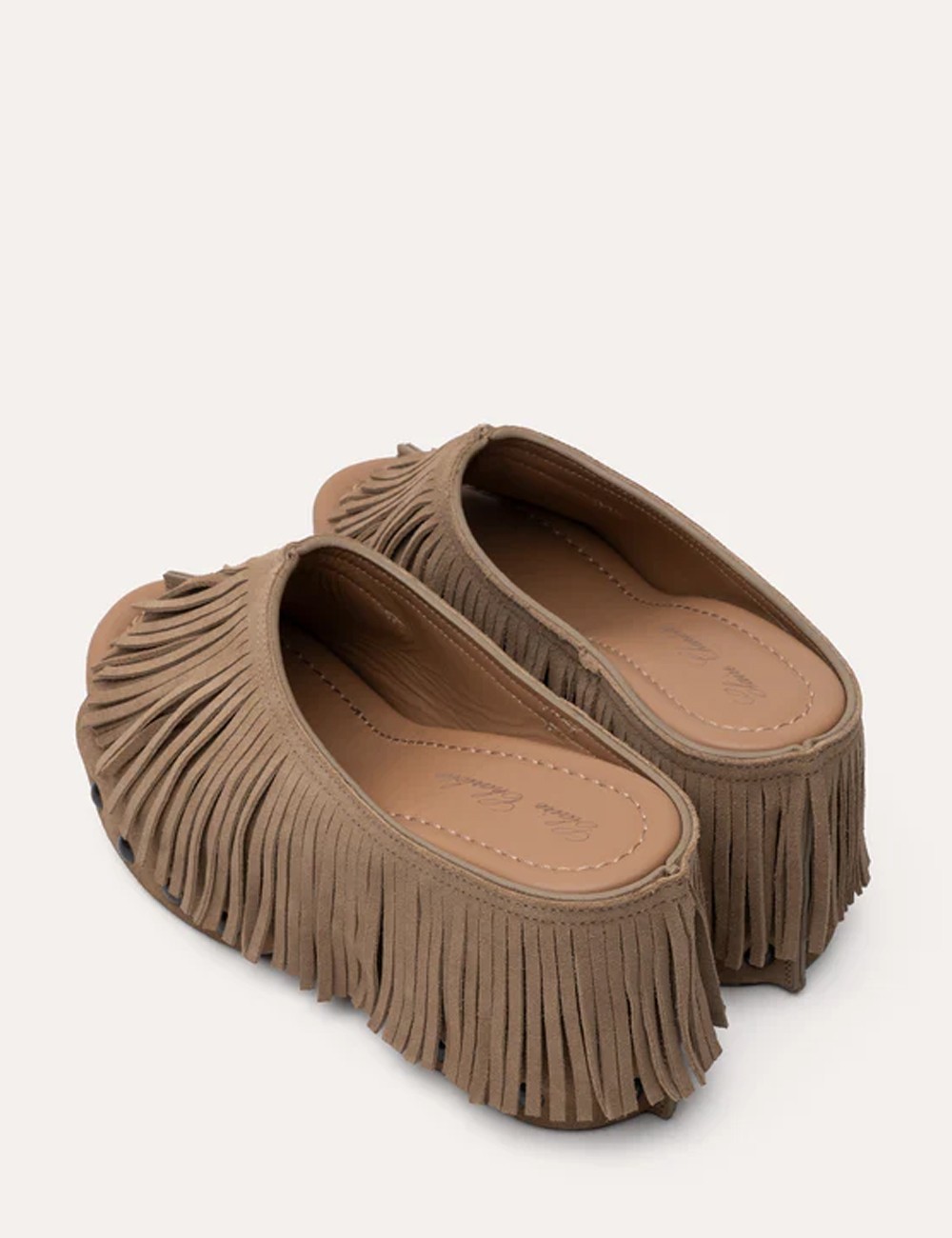 Zoccolo in legno Edith Frange camoscio muscade