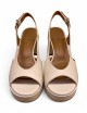 Sandalo con plateau in pelle beige