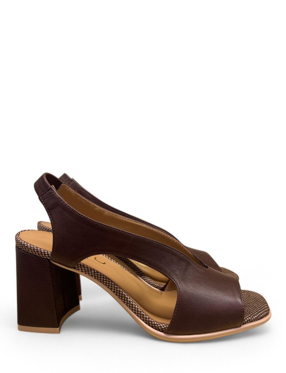 Sandalo slingback in pelle cacao