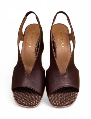 Sandalo slingback in pelle cacao